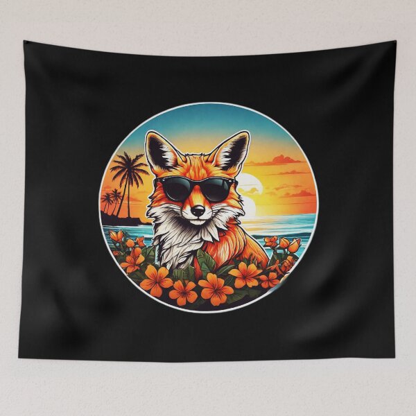 Item preview, Golden Hour Red Fox With Sunglasses at Sunset designed and sold by NautiChic.