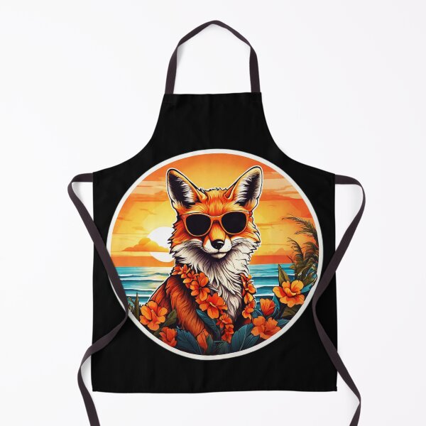 Item preview, Golden Hour Red Fox With Sunglasses and Hawaii Orchids designed and sold by NautiChic.