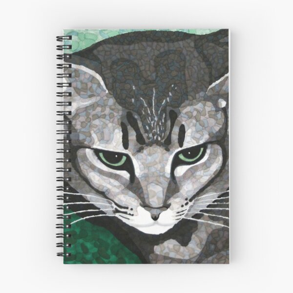 Aperçu de l'œuvre Illustration d'un chat tigré gris aux yeux verts créée et vendue par inklets.