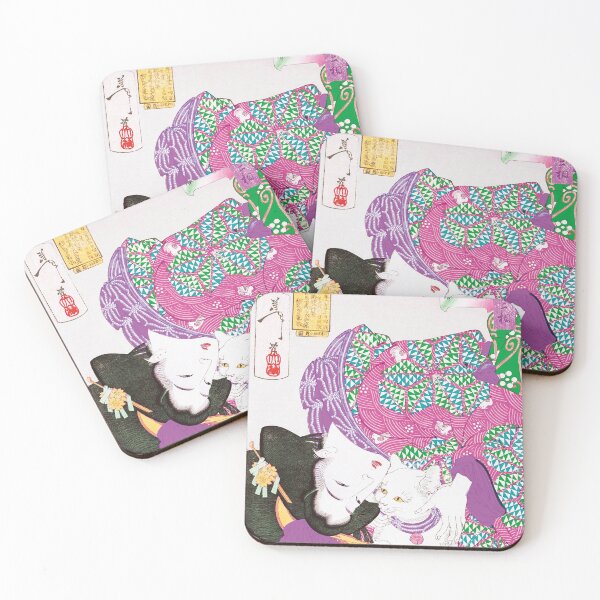 Item preview, Tsukioka Yoshitoshi | An Edo Beauty and Her Beloved Cat | Purple designed and sold by Maachiel.