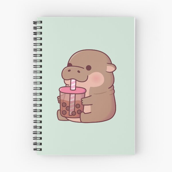 Item preview, Cute Baby Hippo Drinking Boba Tea designed and sold by rustydoodle.