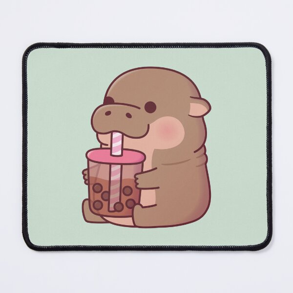Item preview, Cute Baby Hippo Drinking Boba Tea designed and sold by rustydoodle.