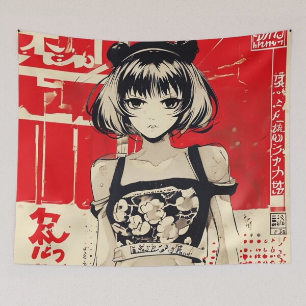 Item preview, Manga Girl Poster with Japanese Korean Asian Text designed and sold by AnimeMangaGirls.