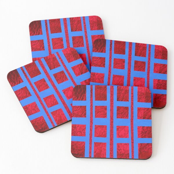 Item preview, Red Blue Stained Glass Gingham / Red Blue Stained Glass Gingham, Hand Drawn designed and sold by Victoria Rose.