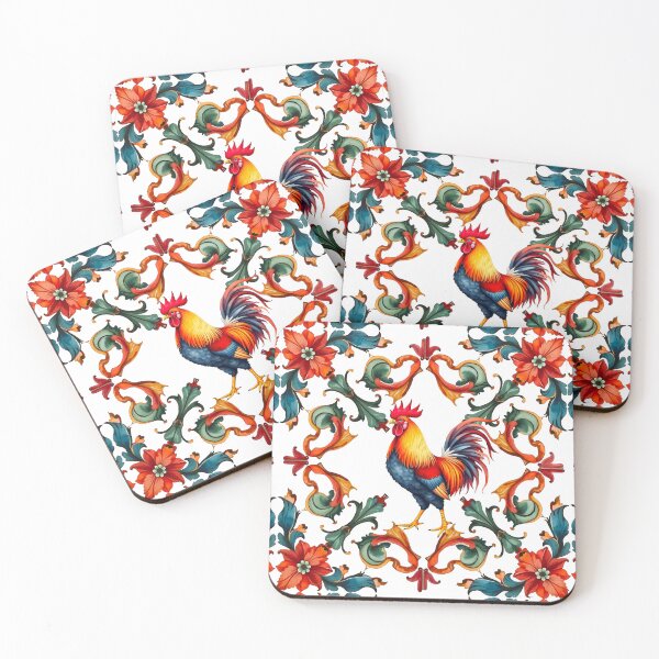 Item preview, Rooster,bird,Lemon,citrus,Italian tiles,Mediterranean art designed and sold by MariaMarinova.