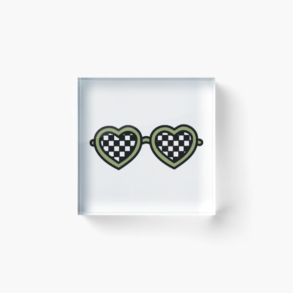 Item preview, Retro Heart-Shaped Glasses with Checkered Green designed and sold by MrsCreative1.