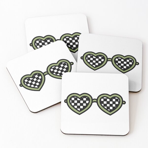Item preview, Retro Heart-Shaped Glasses with Checkered Green designed and sold by MrsCreative1.
