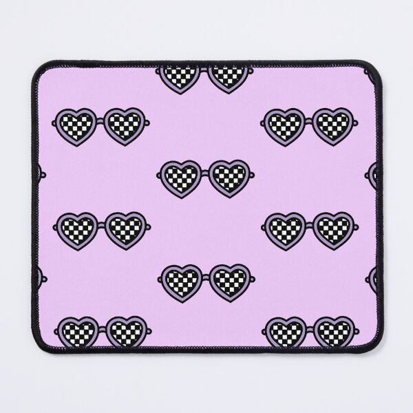 Item preview, Retro Heart-Shaped Glasses with Checkered Light Purple designed and sold by MrsCreative1.