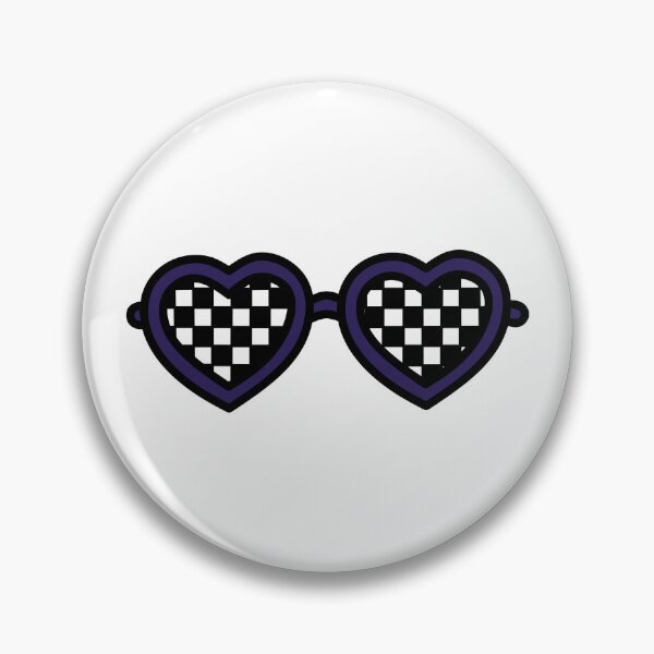 Item preview, Retro Heart-Shaped Glasses with Checkered Dark Purple designed and sold by MrsCreative1.