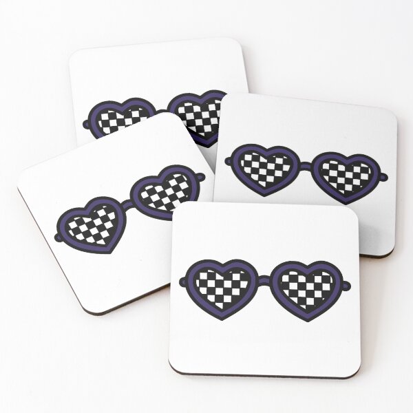 Item preview, Retro Heart-Shaped Glasses with Checkered Dark Purple designed and sold by MrsCreative1.