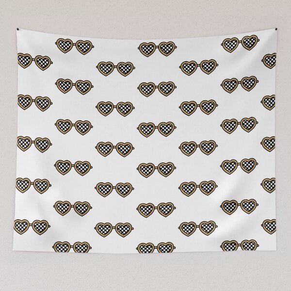 Item preview, Retro Heart-Shaped Glasses with Checkered Orange designed and sold by MrsCreative1.