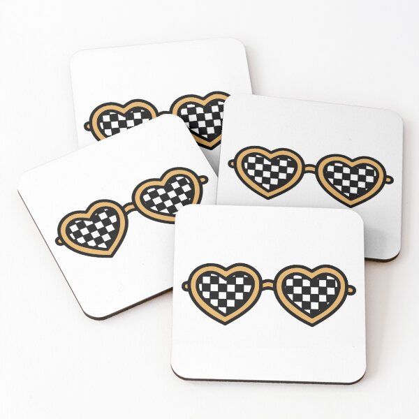 Item preview, Retro Heart-Shaped Glasses with Checkered Orange designed and sold by MrsCreative1.