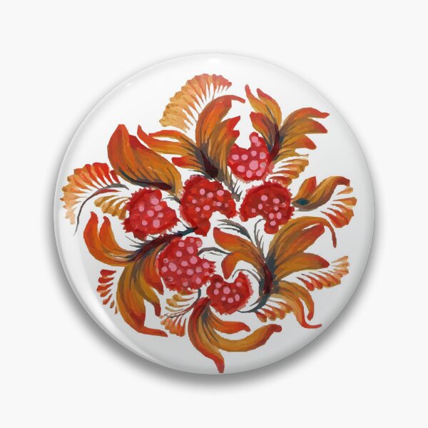 Item preview, Raspberry in round petrykivka style designed and sold by ZamriiArt.