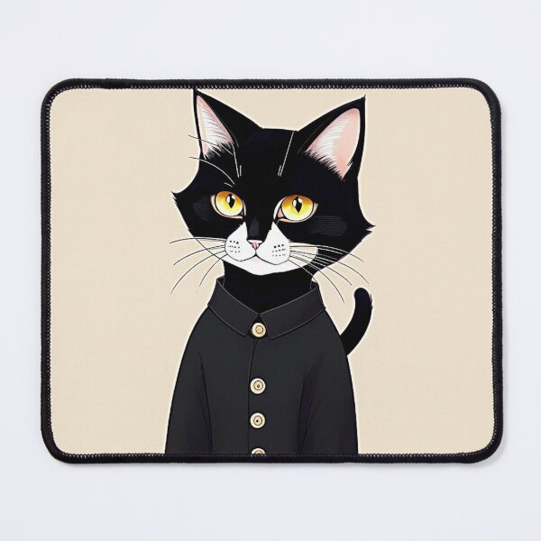 Item preview, Cat in Chinese Long Trench Black Coat designed and sold by Innercosmic.