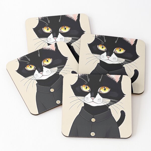 Item preview, Cat in Chinese Long Trench Black Coat designed and sold by Innercosmic.