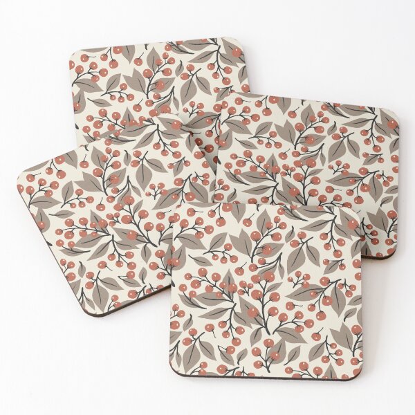 Item preview, Red Currant Berries and Leaves on Butter White Background designed and sold by daniela-rus.