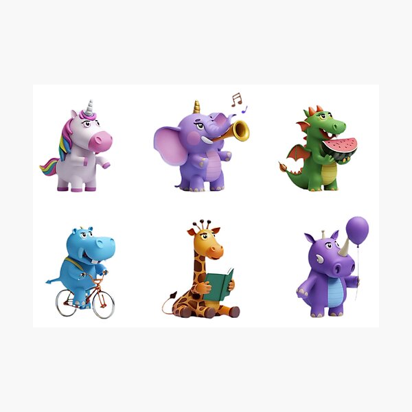 Item preview, Six Adorable Cartoon Animals for Kids designed and sold by PixelAlchemyX.