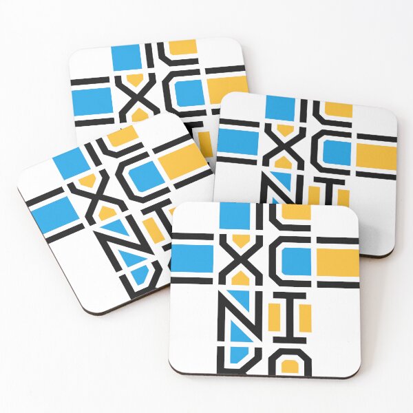 Item preview, Cruz Ic Xc Nika Victor Jesucristo Conquista diseño moderno, palabras negras, adornos azules y naranjas designed and sold by clon-dot-net.