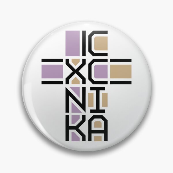 Item preview, Copy of Ic Xc Nika Victor Cross Jesus Christ Conquers modern design, black words, beige and pink ornaments designed and sold by clon-dot-net.