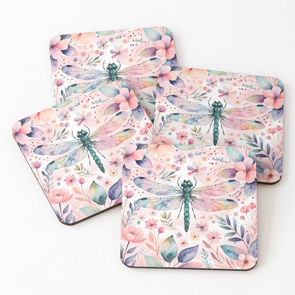 Item preview, Dragonfly flowers watercolour Painting designed and sold by druidwolfart.