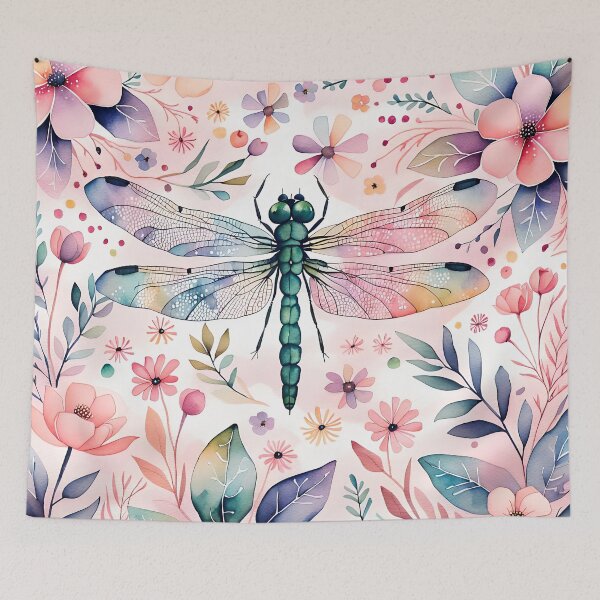 Item preview, Dragonfly flowers watercolour Painting designed and sold by druidwolfart.