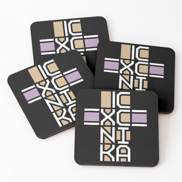 Item preview, Cruz Ic Xc Nika Victor Jesucristo Conquista diseño moderno, letras blancas, adornos morados y beige designed and sold by clon-dot-net.