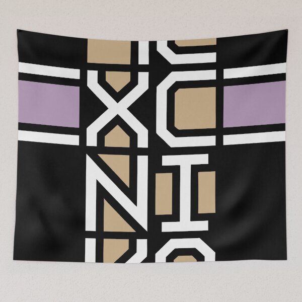 Item preview, Ic Xc Nika Victor Cross Jesus Christ Conquers modern design, white letters, purple and beige ornaments designed and sold by clon-dot-net.