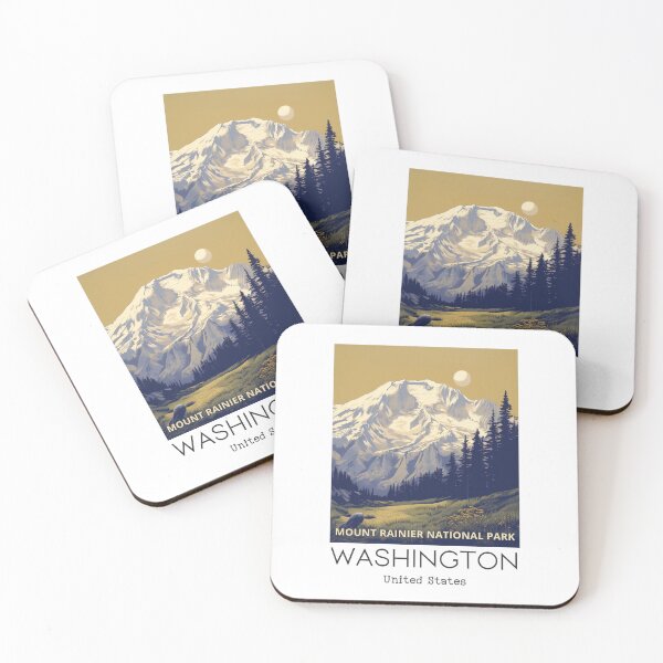 Item preview, A Vintage Travel Art of the Mount Rainier National Park - Washington - US  designed and sold by GoodOldVintage.