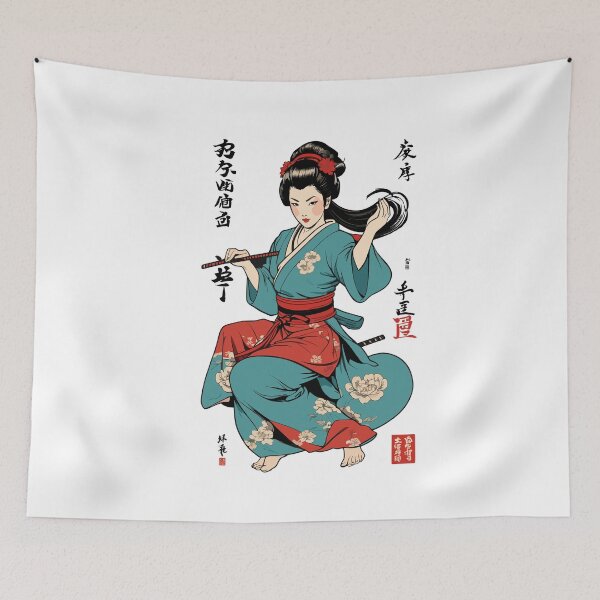 Item preview, Kunoichi Ninja Geisha Samurai Artwork Anime designed and sold by LuminOrb.