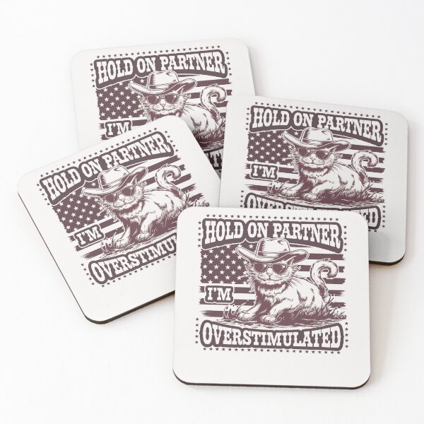 Item preview, Hold On Partner I'm Overstimulated Western Cat Cowboy  designed and sold by ManiaGrania.