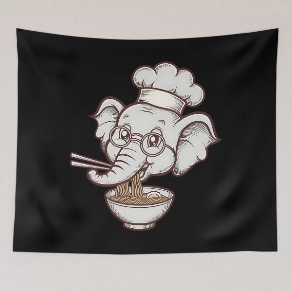 Item preview, ELEPHANT EATING RAMEN designed and sold by justyna-s28.
