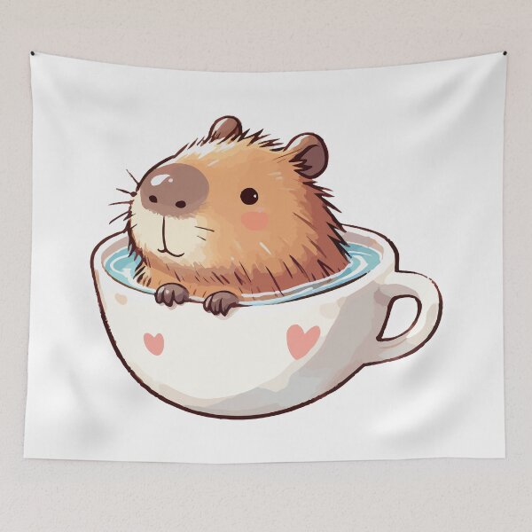 Item preview, Cute Capybara Bath In Tea Cup designed and sold by TomFrontierArt.