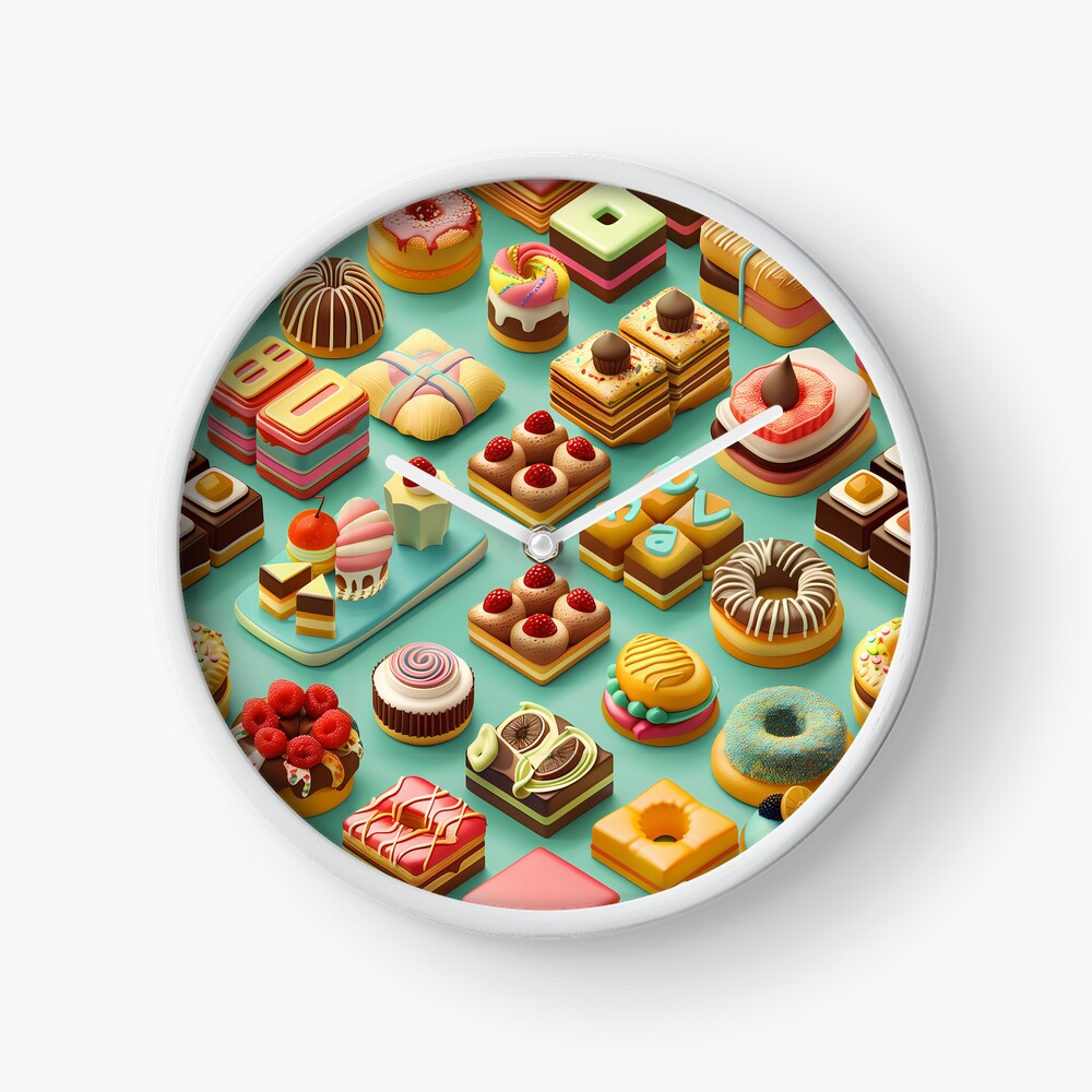 3D Chocolate Pastries Frosting Clock