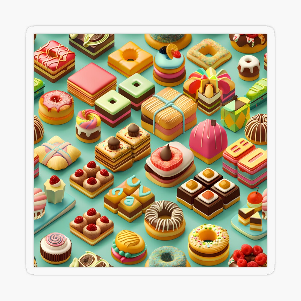 Transparent Sticker: Delicious 3D Chocolate Pastries Frosting