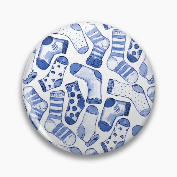 Item preview, Calcetines de acuarela desaliñados con estampado azul monocromático designed and sold by MilaMooDesigns.