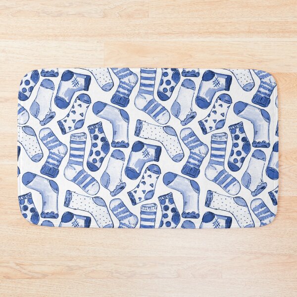 Item preview, Scruffy Watercolor Socks in Monochrome Blue Pattern designed and sold by MilaMooDesigns.