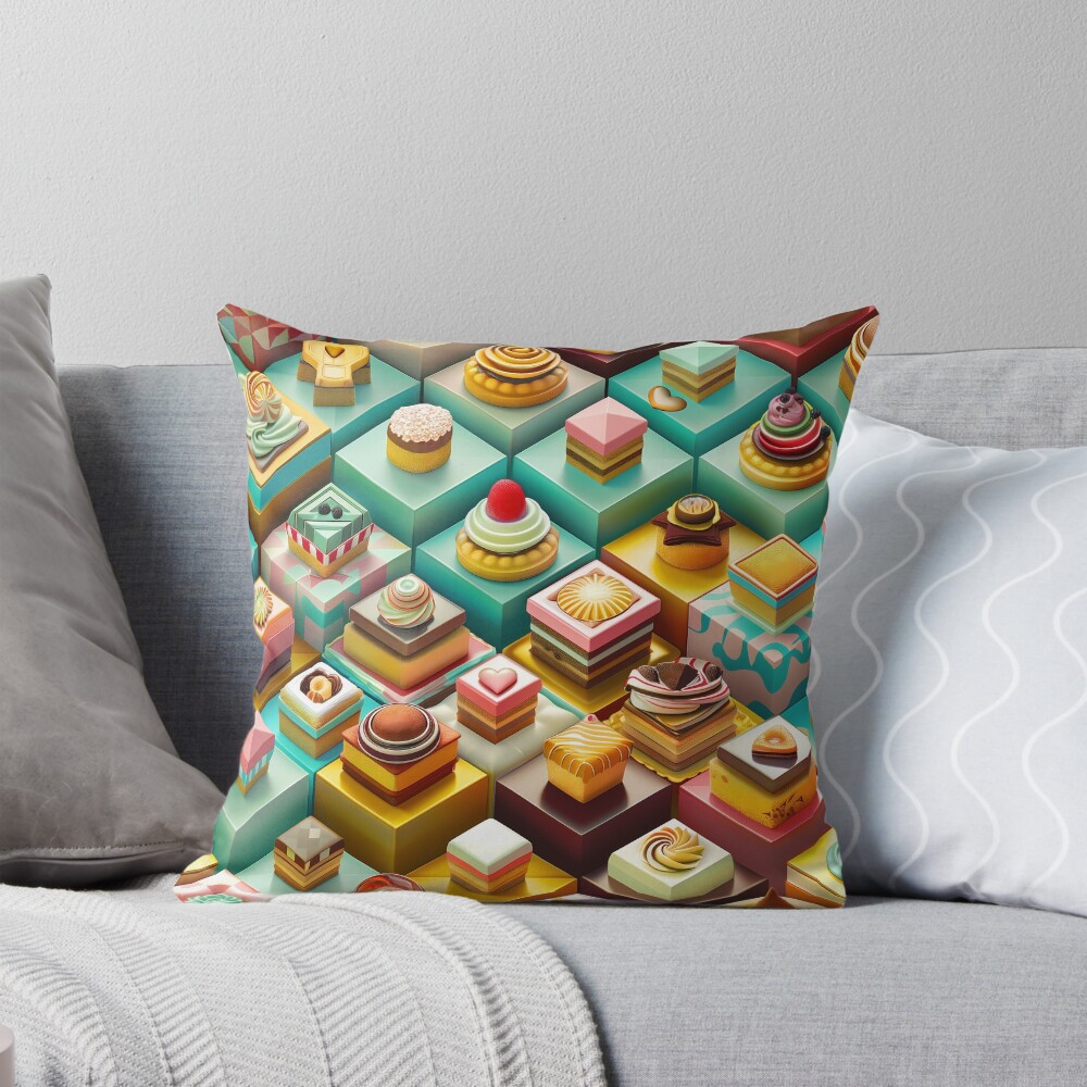 Chocolate-Frosted Isometric Pastries Throw Pillow