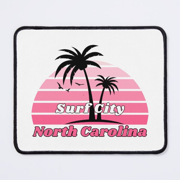 Item preview, Retro Surf City Beach North Carolina Palm Tree at Sunset designed and sold by karmdaf.