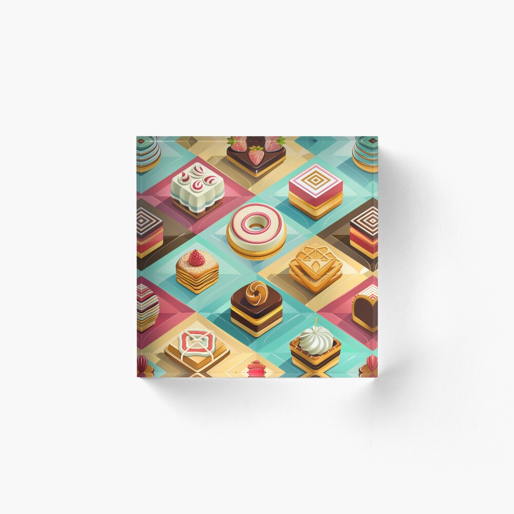 Sweet Pastries Fruit Chocolate Squares (Acrylic Block)