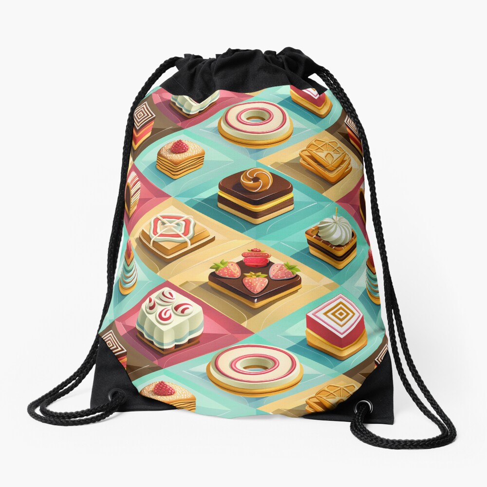 Drawstring Bag Sweet Pastries Fruit Chocolate Squares