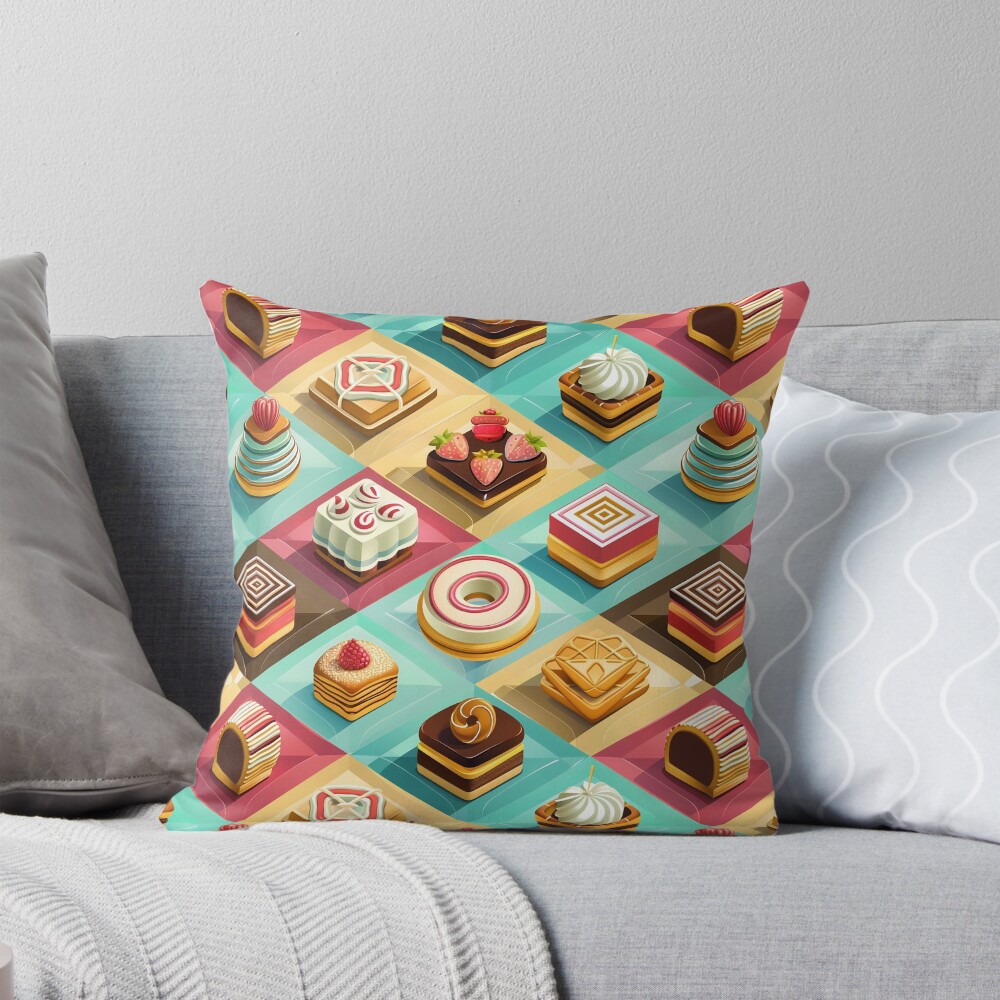 Sweet Pastries & Fruit Chocolate Squares Throw Pillow