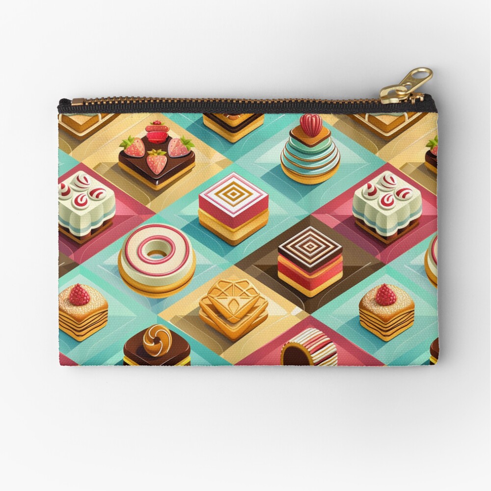 Zipper Pouch Sweet Pastries Fruit Chocolate Squares