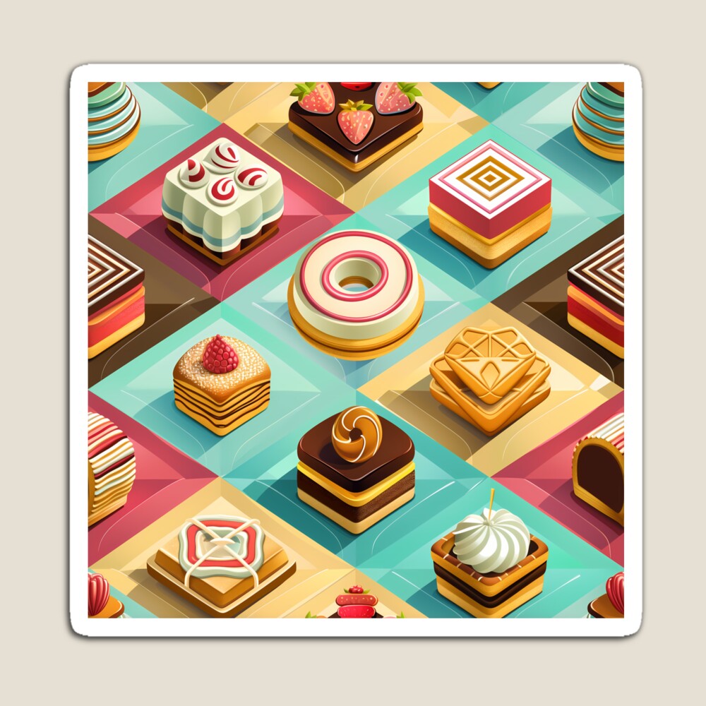 Sweet Pastries and Chocolate Squares Magnet