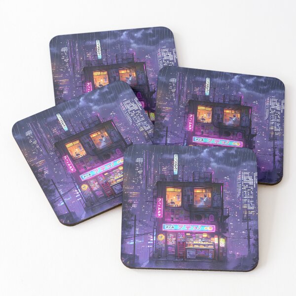 Item preview, Cyberpunk Urban Building with Neon Signs in Rainy Night designed and sold by elmindo.