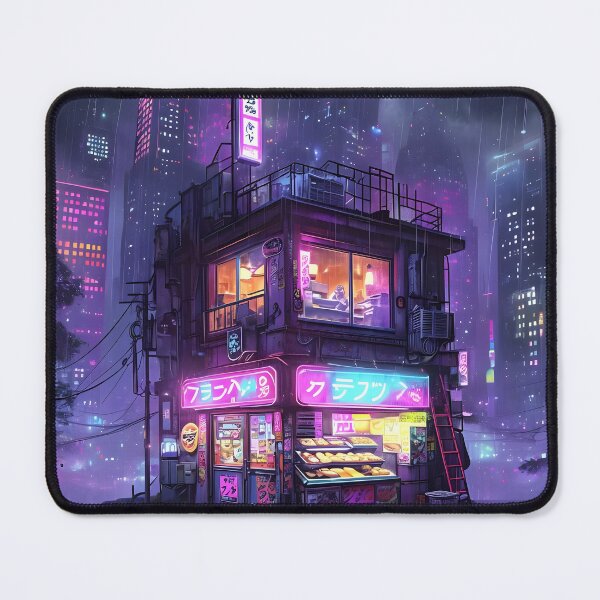 Item preview, Small Cyberpunk Urban Building with Neon Signs in Rainy Night designed and sold by elmindo.