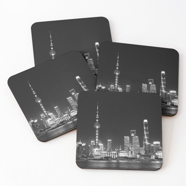 Item preview, Black and white view of Pudong district from the Bund in Shanghai designed and sold by YFS Visuals.