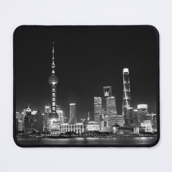 Item preview, Black and white view of Pudong district from the Bund in Shanghai designed and sold by YFS Visuals.