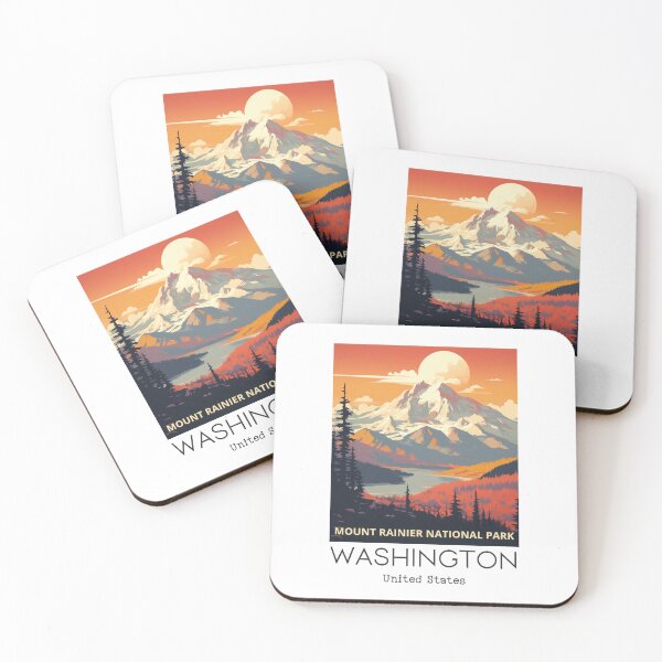 Item preview, A Vintage Travel Art of the Mount Rainier National Park - Washington - US  designed and sold by GoodOldVintage.