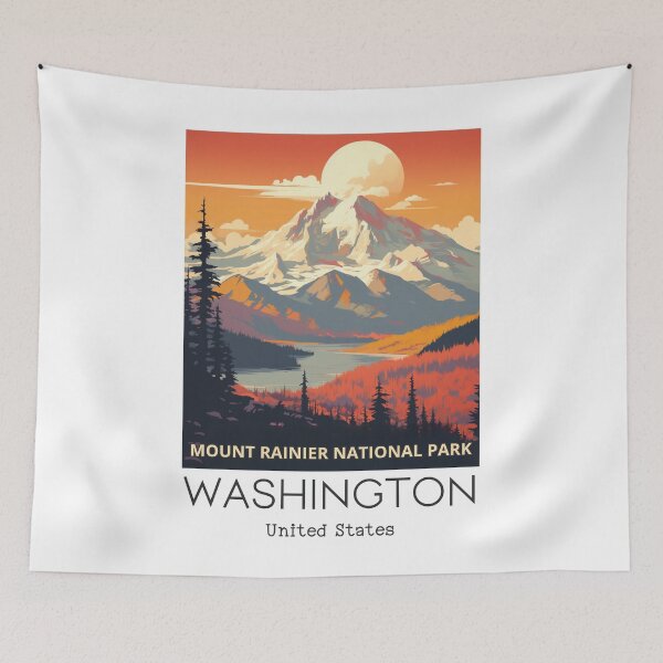 Item preview, A Vintage Travel Art of the Mount Rainier National Park - Washington - US  designed and sold by GoodOldVintage.