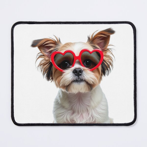 Item preview, Funny cool Shih Tzu dog wearing a heart shape sunglasses designed and sold by LazyOwlStore.